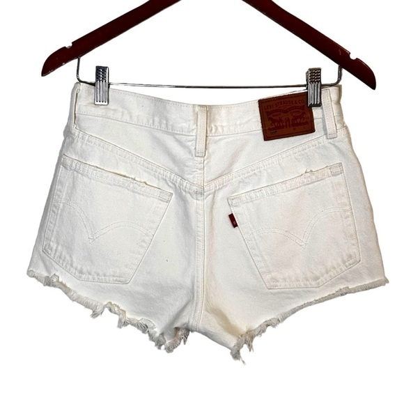 Levi's 501 Womens High Waisted White Distressed Shorts - Picture 8 of 14